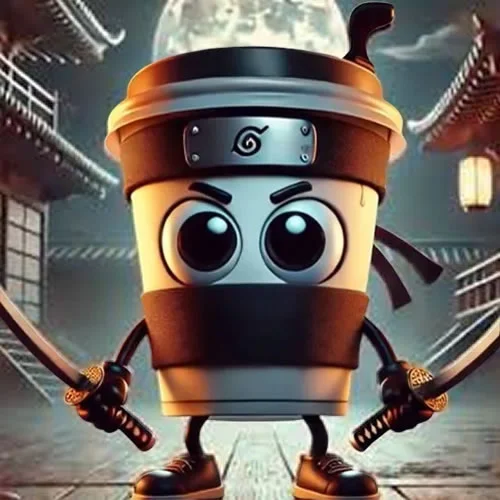 Cappuccino Assassino - Coffee cup ninja with katanas